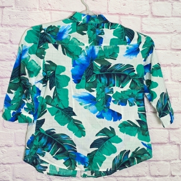 Allison Daley Tropical Floral Button-Down Blouse Size 12 - Picture 3 of 7